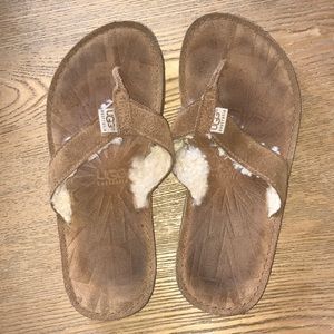 Womens Ugg Australia Chestnut Flip Flops Fur